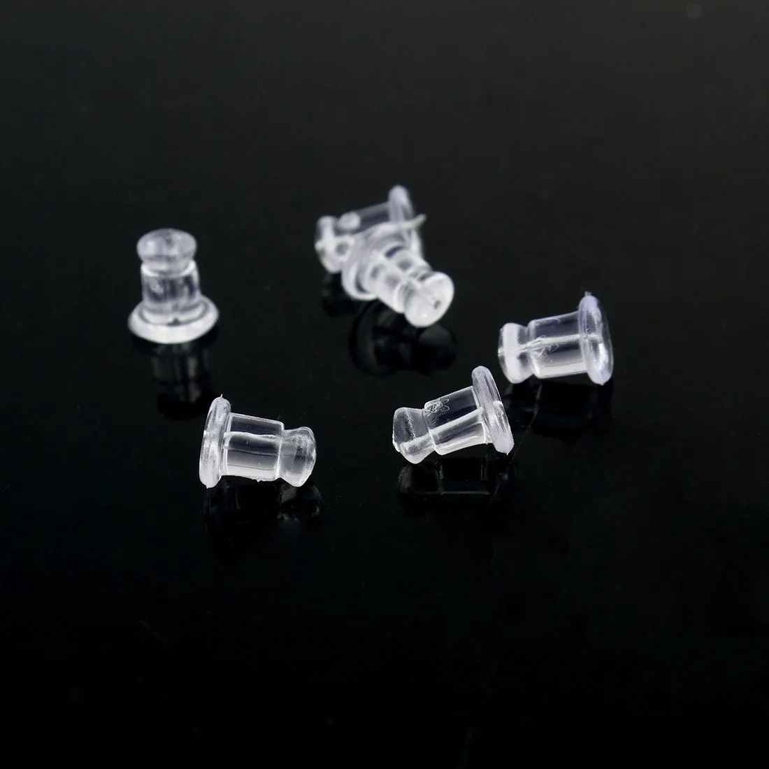 100 silicone earring backs, 7x5mm clear ear nuts