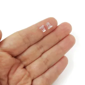 100 silicone earring backs, 7x5mm clear ear nuts
