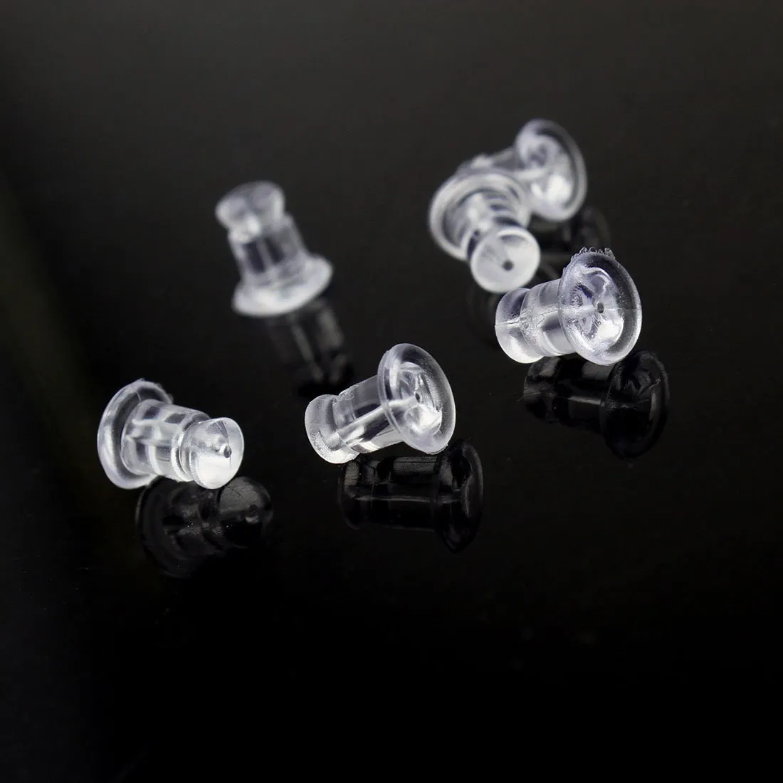 100 silicone earring backs, 7x5mm clear ear nuts