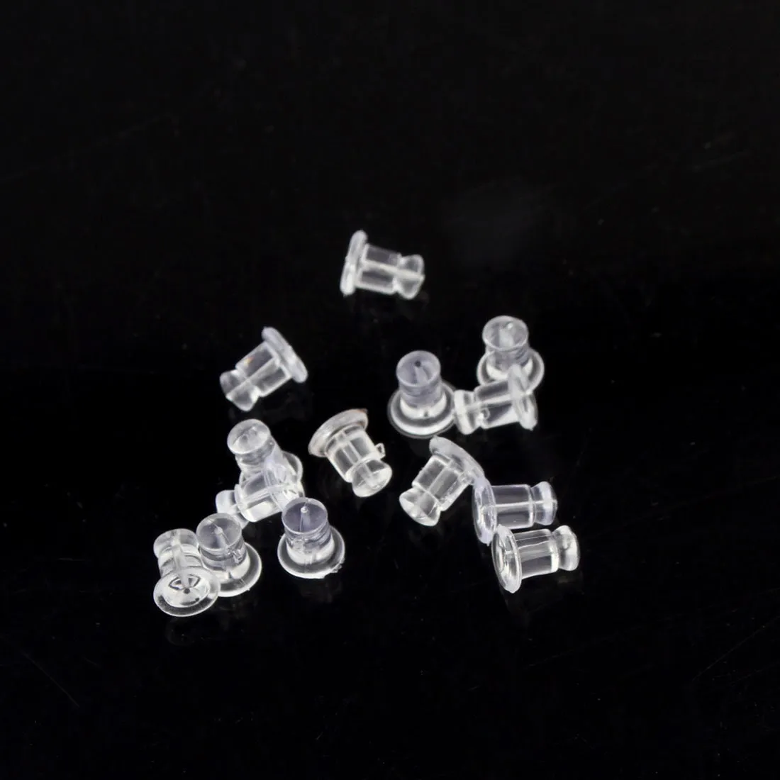 100 silicone earring backs, 7x5mm clear ear nuts