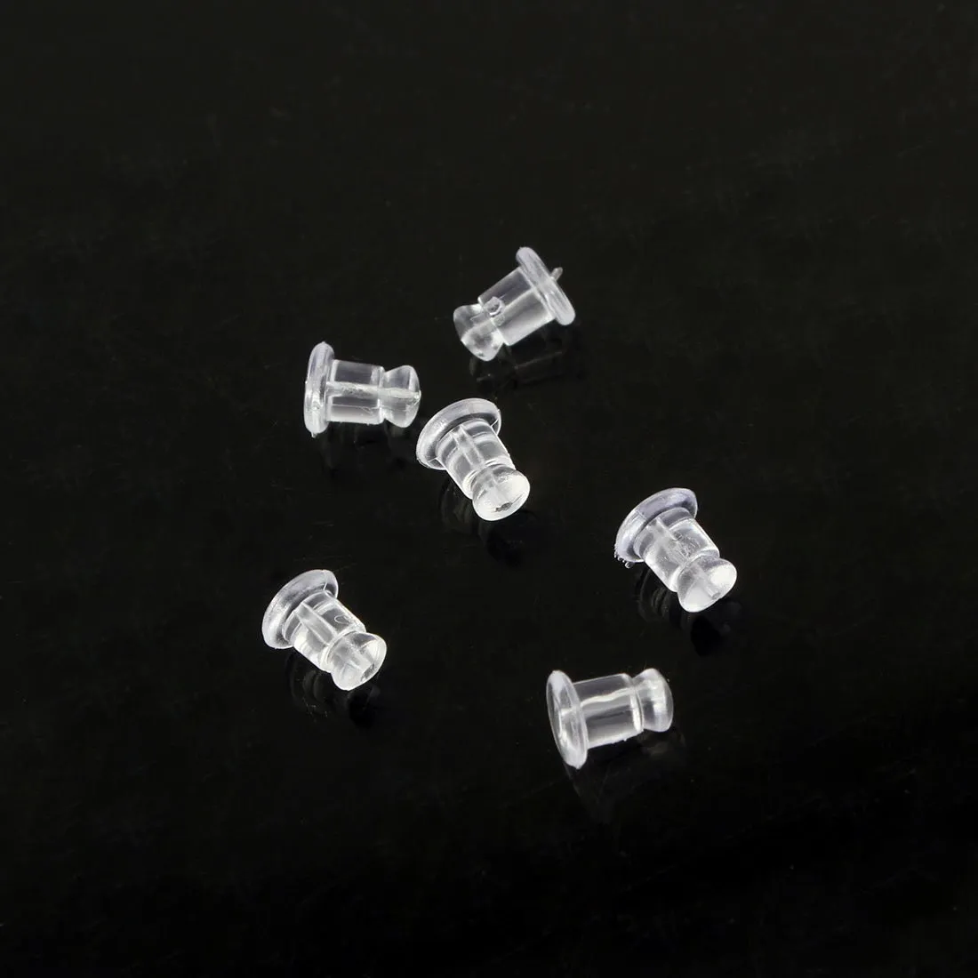 100 silicone earring backs, 7x5mm clear ear nuts