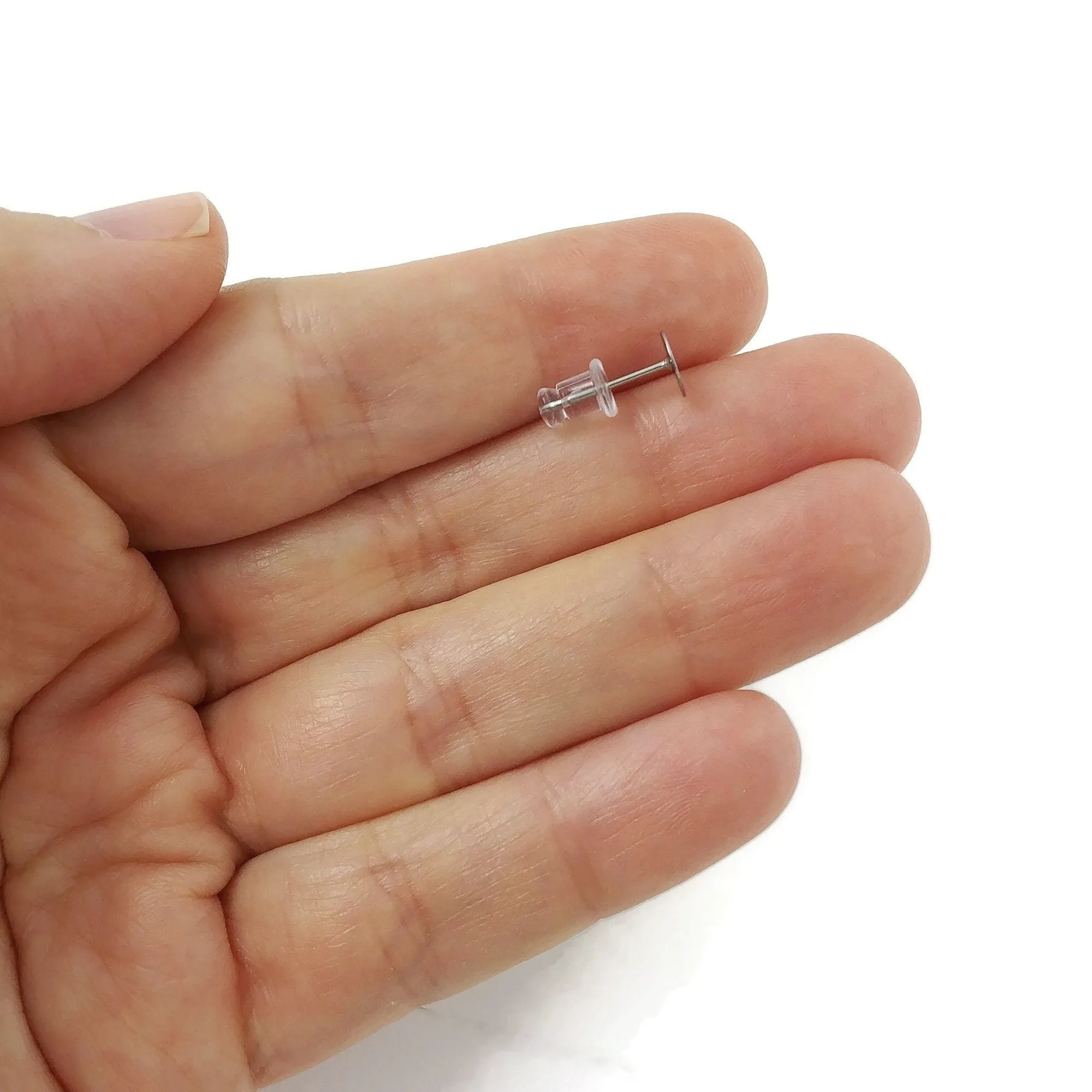 100 silicone earring backs, 7x5mm clear ear nuts