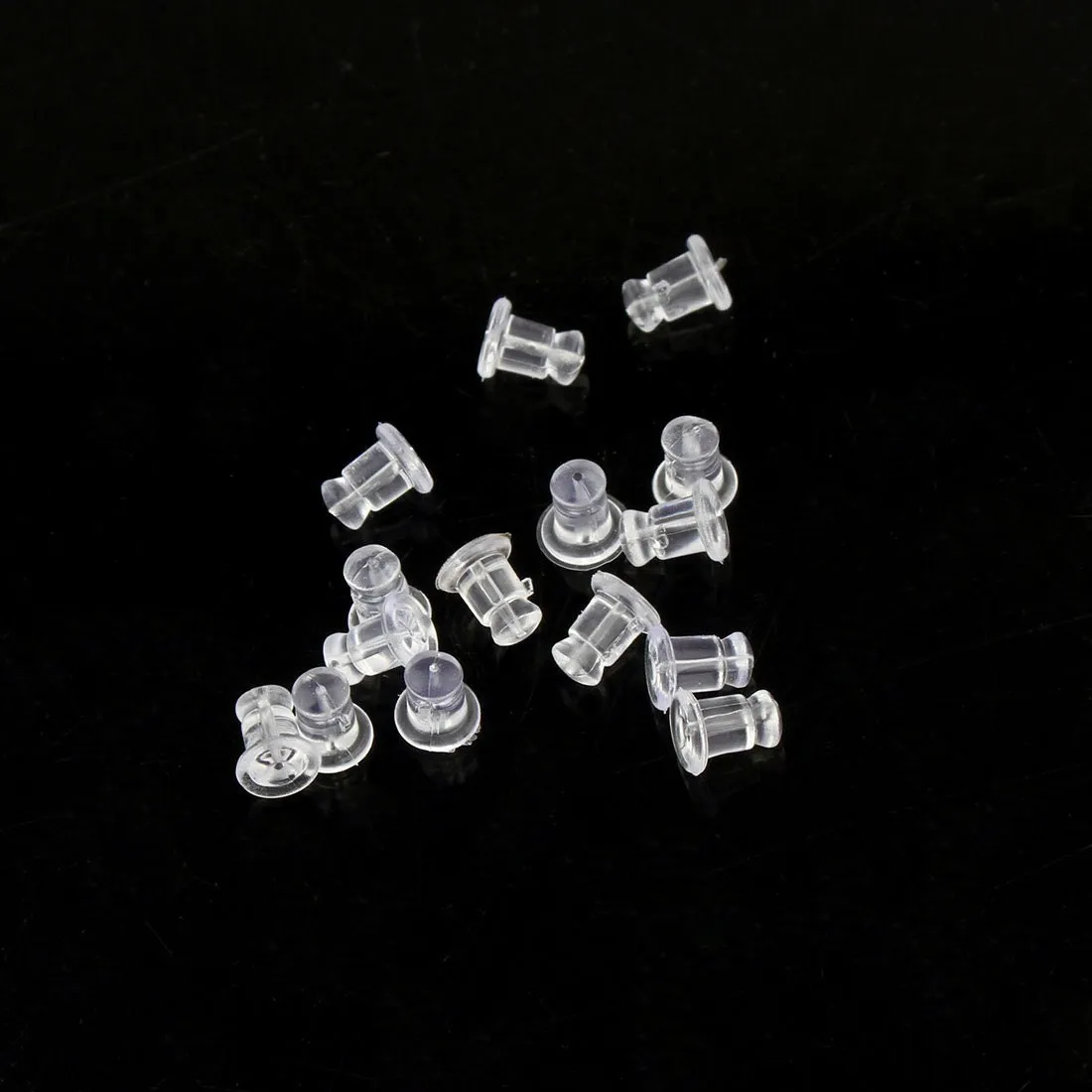 100 silicone earring backs, 7x5mm clear ear nuts