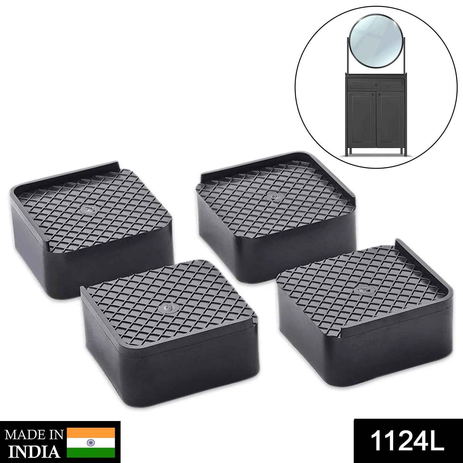 1124L Premium Multipurpose Heavy Duty Cupboard / Refrigerator / Sofa Base Stand - Set of 4 Pcs