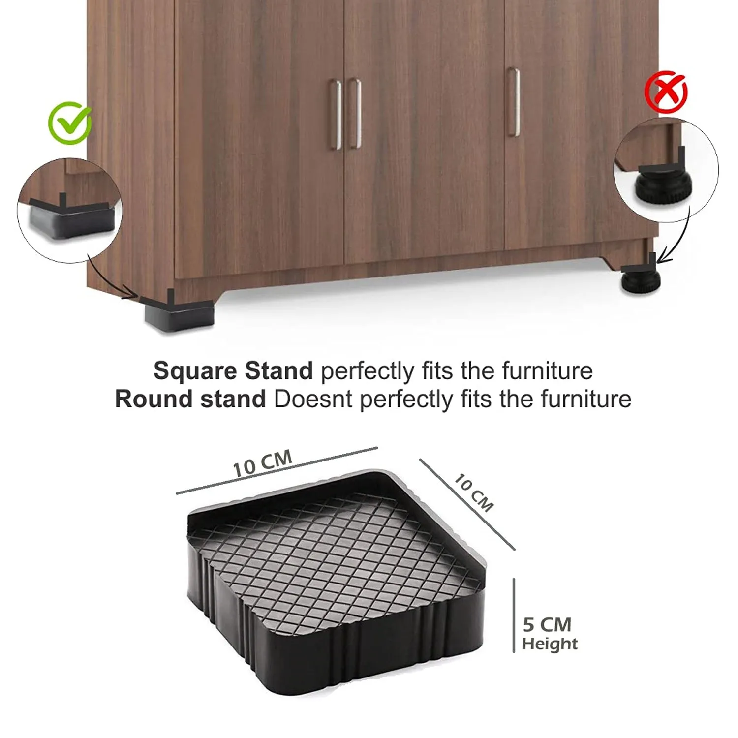 1124L Premium Multipurpose Heavy Duty Cupboard / Refrigerator / Sofa Base Stand - Set of 4 Pcs