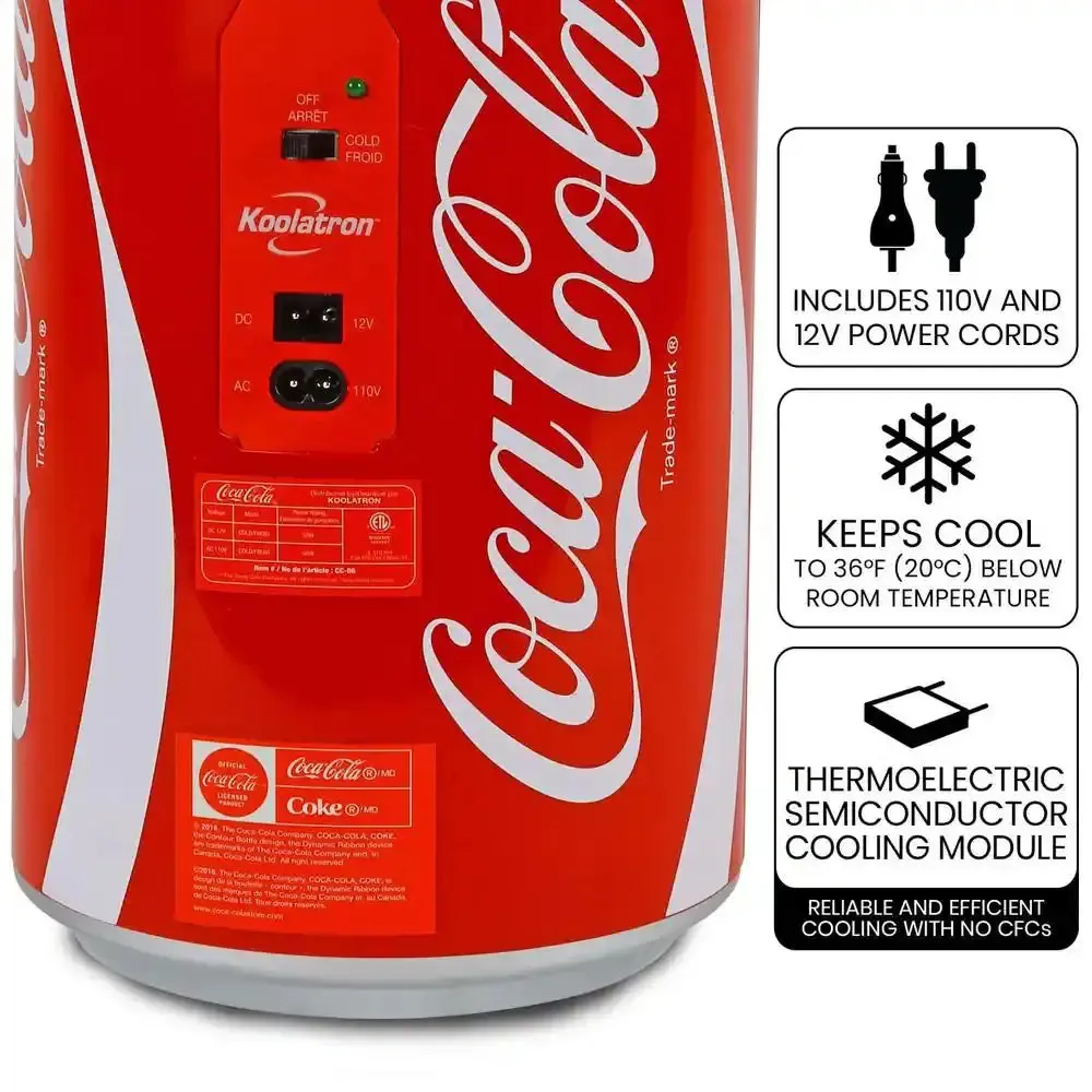 12 Can Portable Mini Fridge,12V DC 110V AC Personal Travel Cooler, 10L (10.6 Qt.), Red