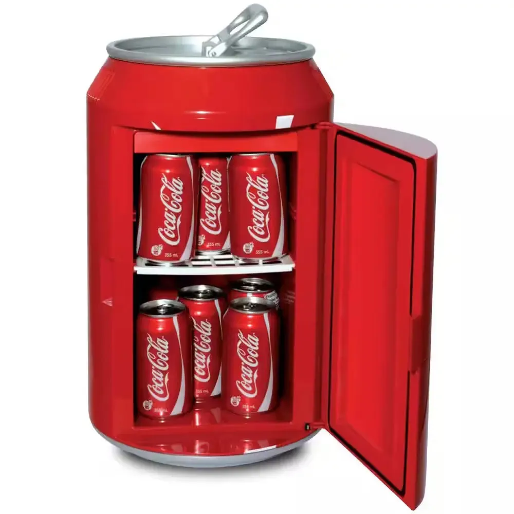 12 Can Portable Mini Fridge,12V DC 110V AC Personal Travel Cooler, 10L (10.6 Qt.), Red