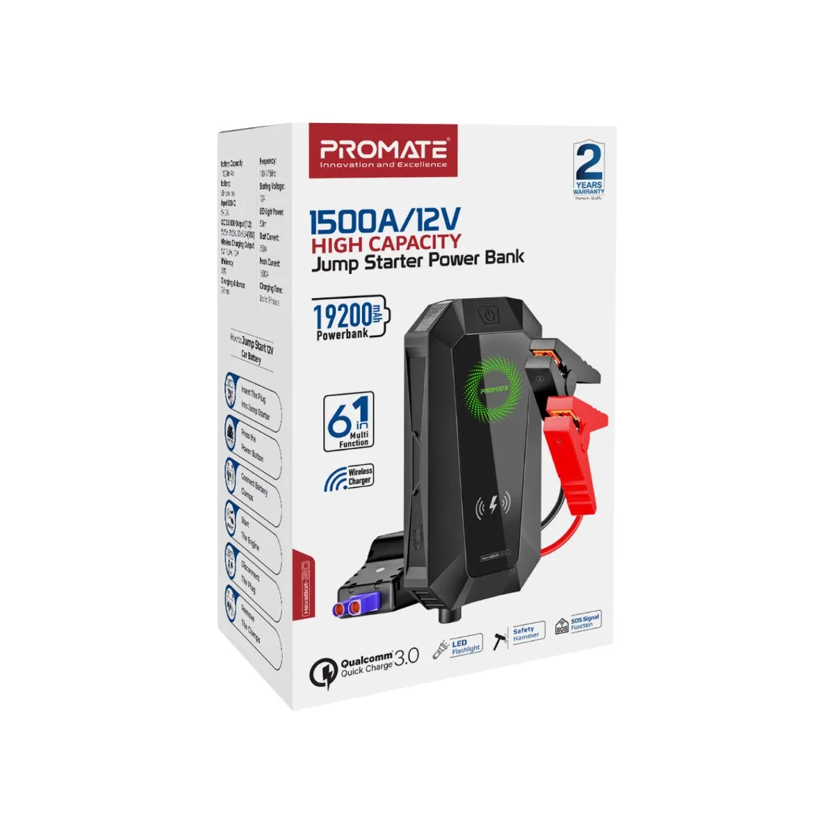 1500A/12V High Capacity Jump Starter Power Bank