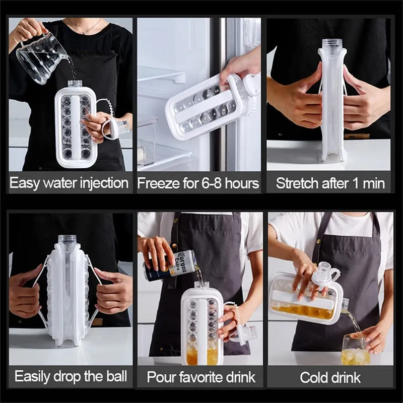 17/14 Grids Ice Cube Trays 2-in-1 Portable Ice Ball Maker Kettle