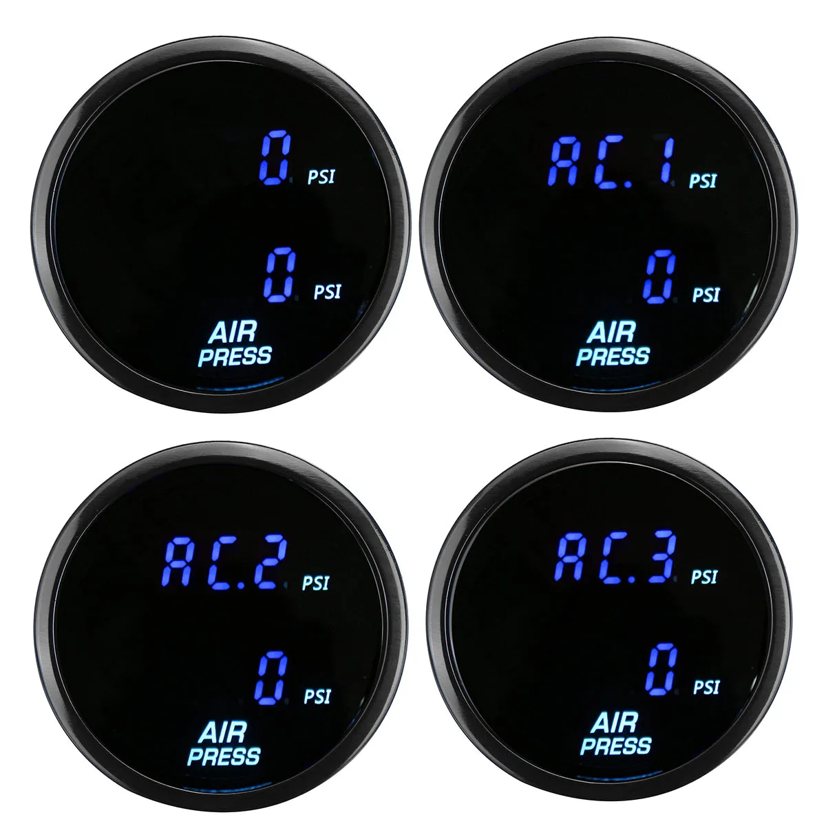 2'' 52mm LED Dual Digital Air Pressure Gauge PSI Air Suspension Meter with Sensors