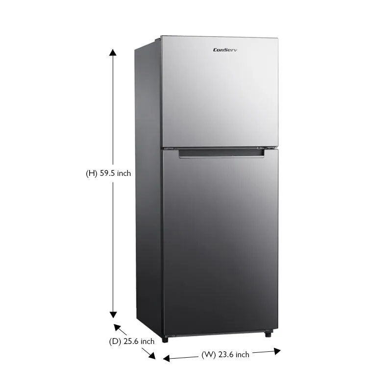 24" Wide 10 cu.ft.Top Freezer Refrigerator Stainless