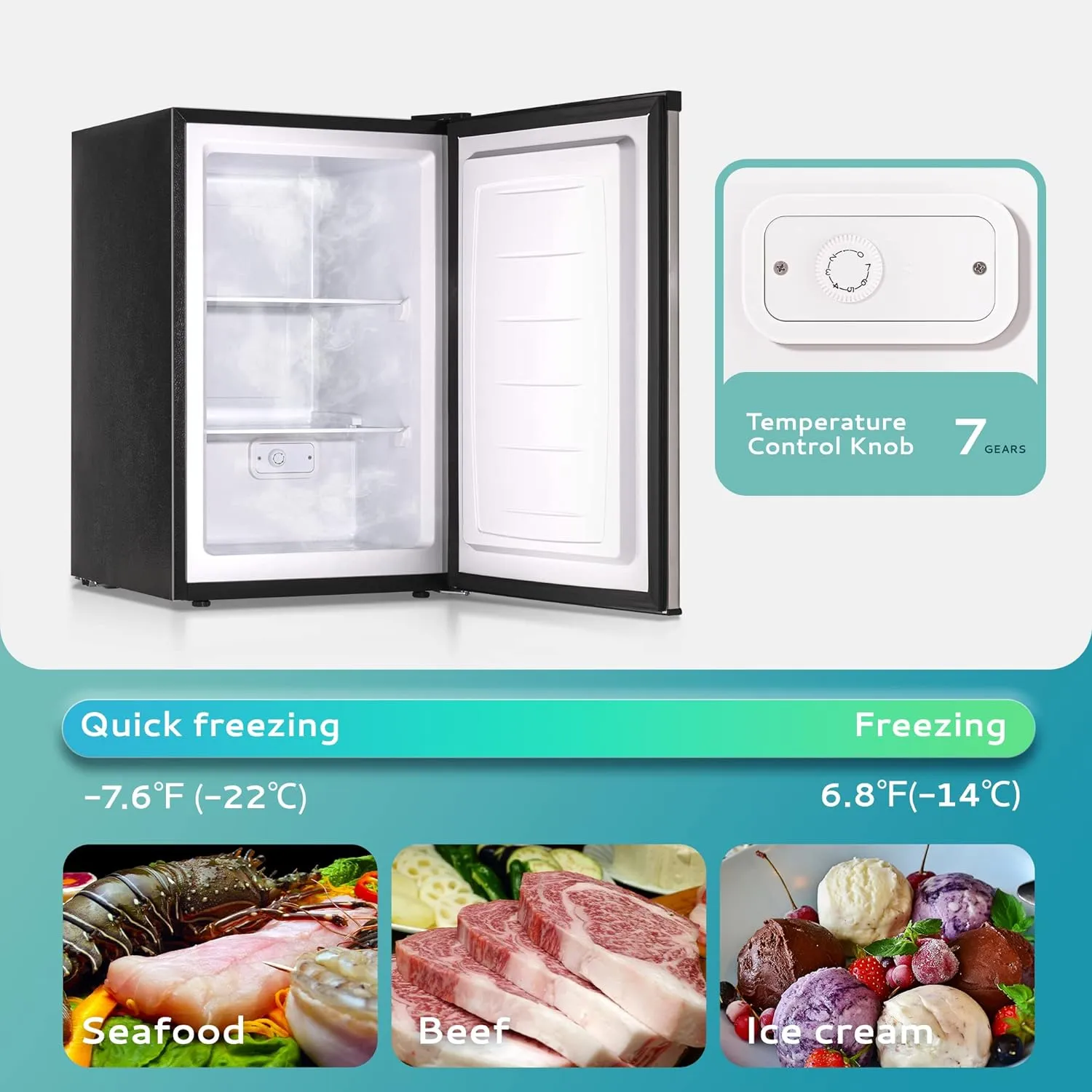 3.0 Cu. Ft. Compact Upright Freezer with Reversible Stainless Steel Door
