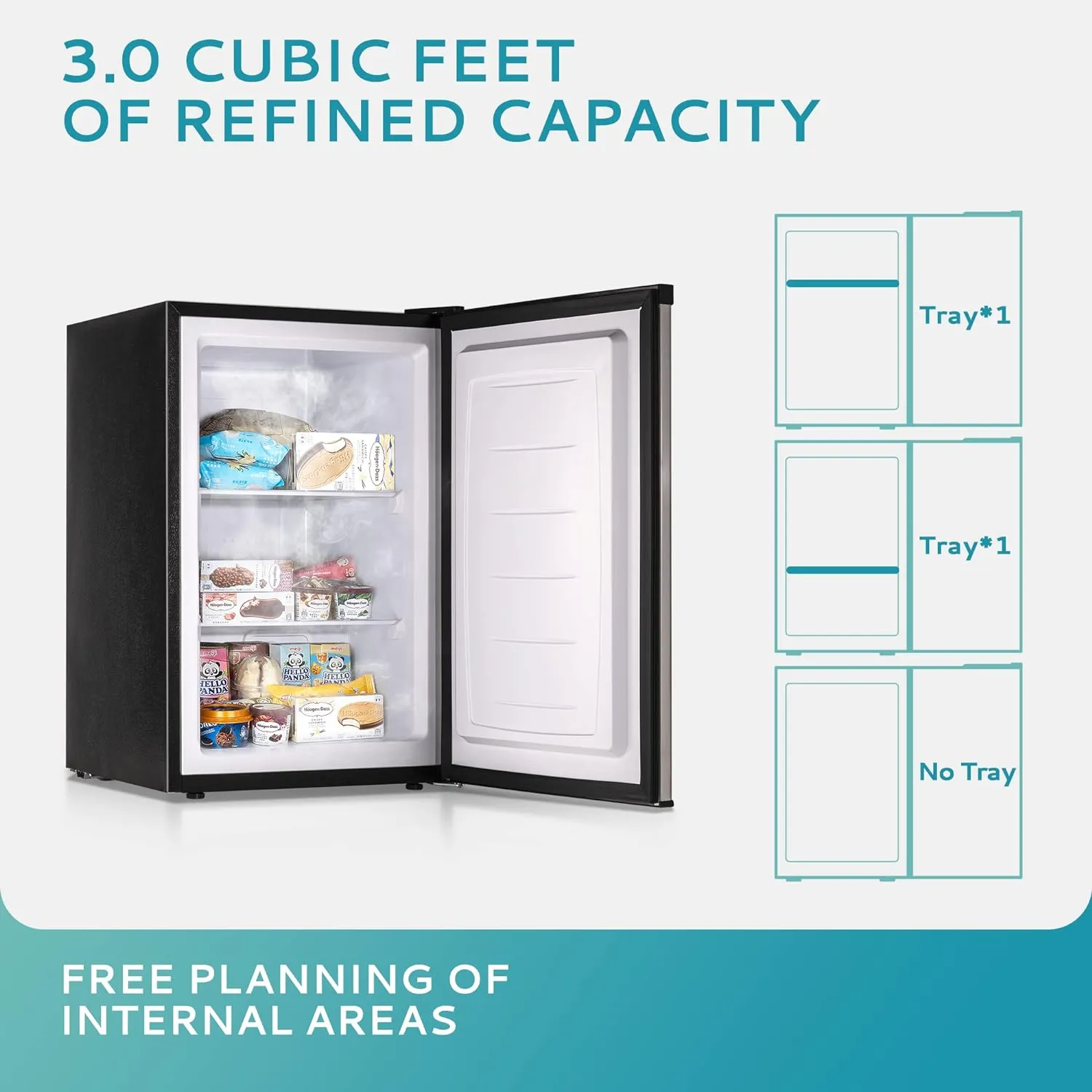 3.0 Cu. Ft. Compact Upright Freezer with Reversible Stainless Steel Door