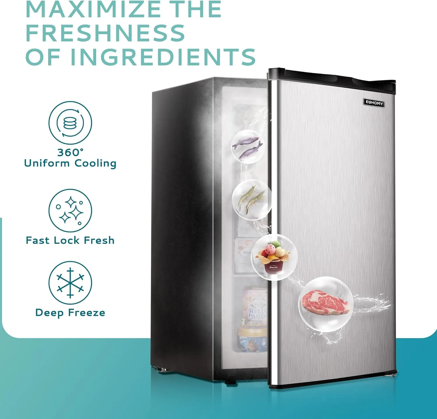 3.0 Cu. Ft. Compact Upright Freezer with Reversible Stainless Steel Door