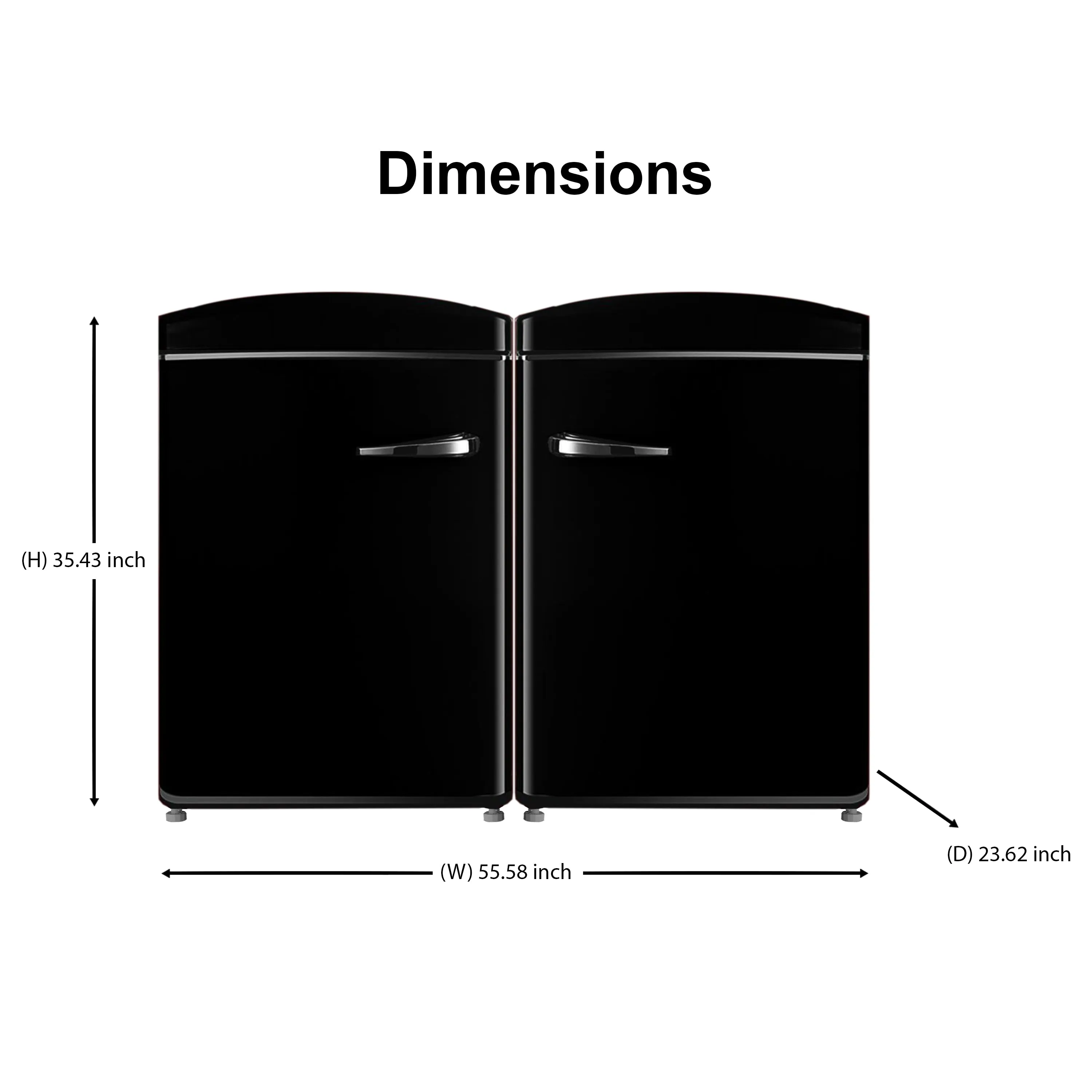 3.2 cu.ft. Frost Free Retro Convertible Refrigerator-Freezer Set