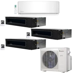 4-Zone Klimaire 21.55 SEER2 Multi Split Ducted Recessed Wall Mount Air Conditioner Heat Pump System 12 12 12 12