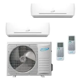 Air-Con 18,000 BTU 22 SEER 2-Zone Wall Mounted 9K 12K Mini-Split Heat Pump System