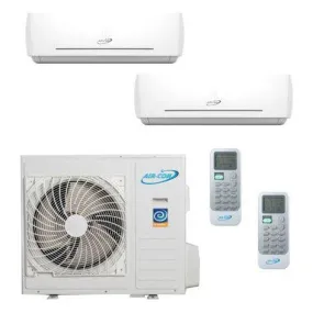 Air-Con 24,000 BTU 22 SEER 2-Zone Wall Mounted 12K 12K Mini-Split Heat Pump System