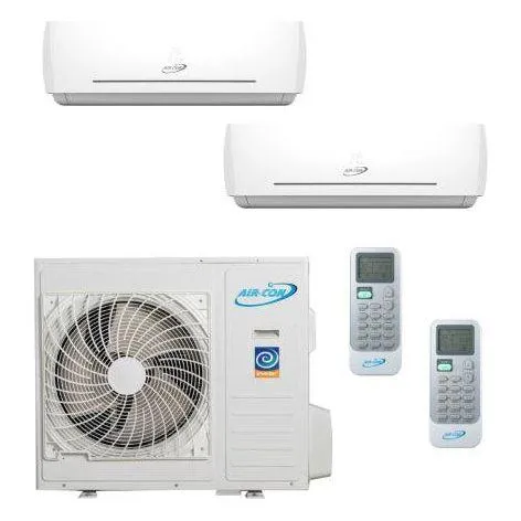 Air-Con 24,000 BTU 22 SEER 2-Zone Wall Mounted 9K 12K Mini-Split Heat Pump System