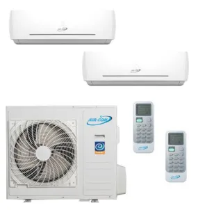 Air-Con 24,000 BTU 22 SEER 2-Zone Wall Mounted 9K 9K Mini-Split Heat Pump System
