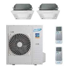 Air-Con 36,000 BTU 21 SEER 2-Zone Ceiling Cassette 18K 18K Mini-Split Heat Pump System