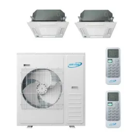 Air-Con 42,000 BTU 20 SEER 2-Zone Ceiling Cassette 18K 18K Mini-Split Heat Pump System