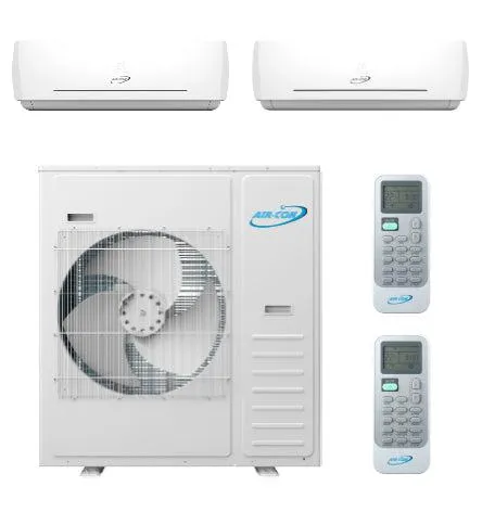 Air-Con 42,000 BTU 20 SEER 2-Zone Wall Mounted 18K 18K Mini-Split Heat Pump System