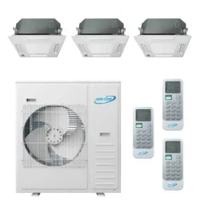 Air-Con 42,000 BTU 20 SEER 3-Zone Ceiling Cassette 9K 9K 18K Mini-Split Heat Pump System