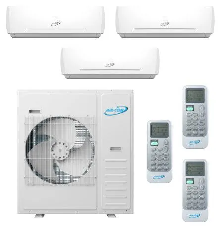 Air-Con 42,000 BTU 20 SEER 3-Zone Wall Mounted 9K 9K 12K Mini-Split Heat Pump System
