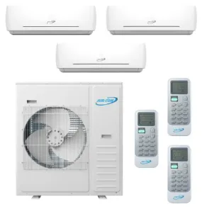 Air-Con 42,000 BTU 20 SEER 3-Zone Wall Mounted 9K 9K 12K Mini-Split Heat Pump System
