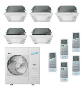 Air-Con 42,000 BTU 20 SEER 5-Zone Ceiling Cassette 9K 9K 9K 9K 9K Mini-Split Heat Pump System