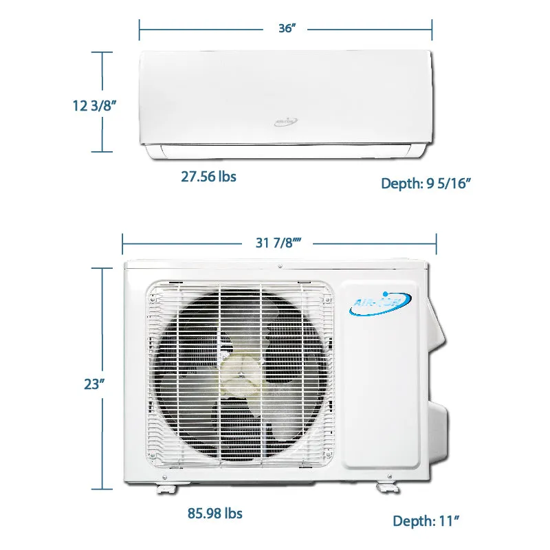 Air-Con Serene Series 18000 BTU 18 SEER Mini Split Air Conditioner 15ft Lineset & Wiring