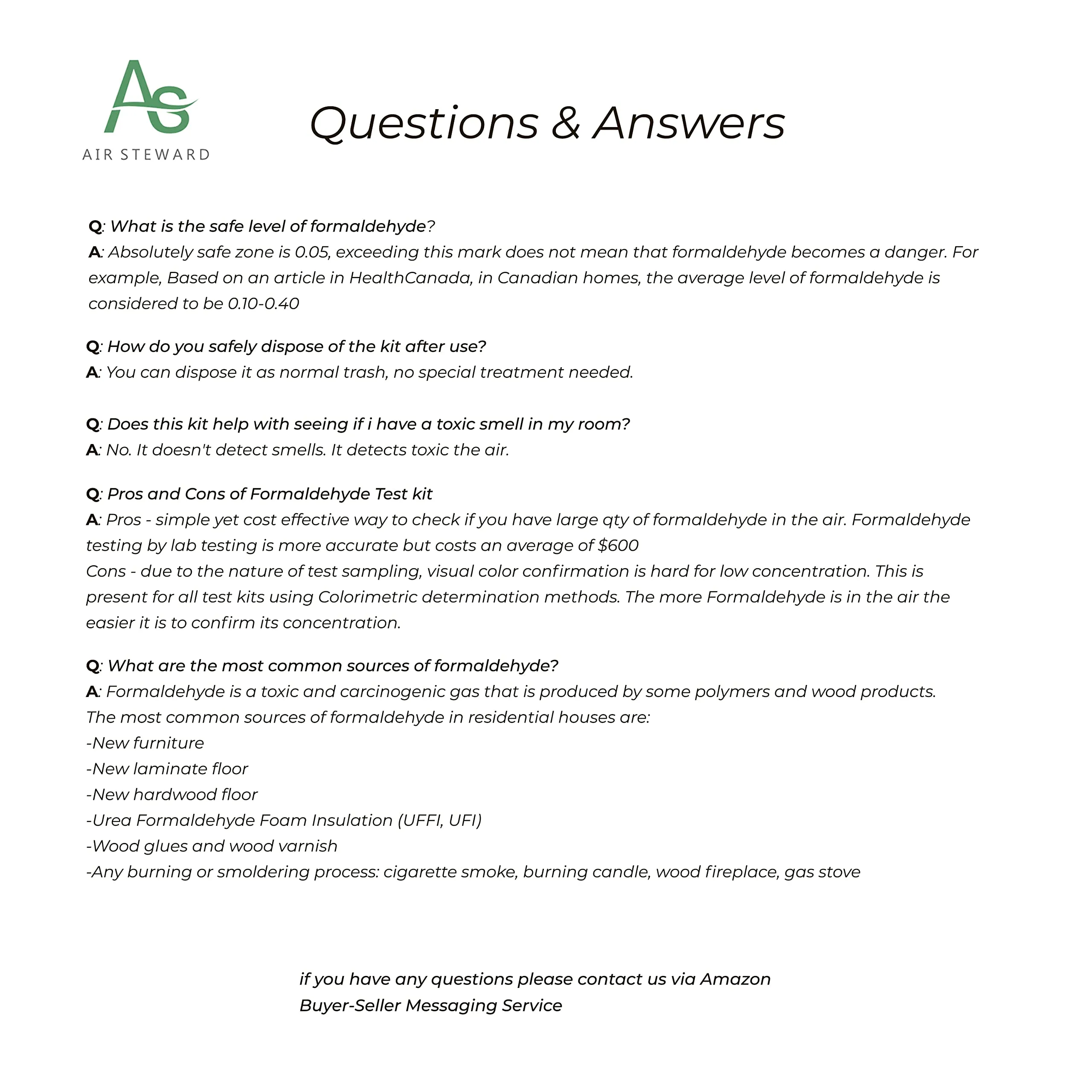 Air Formaldehyde (HCHO) DIY Test kit - Know What's in The Air That Surrounds You (Pack of 1)