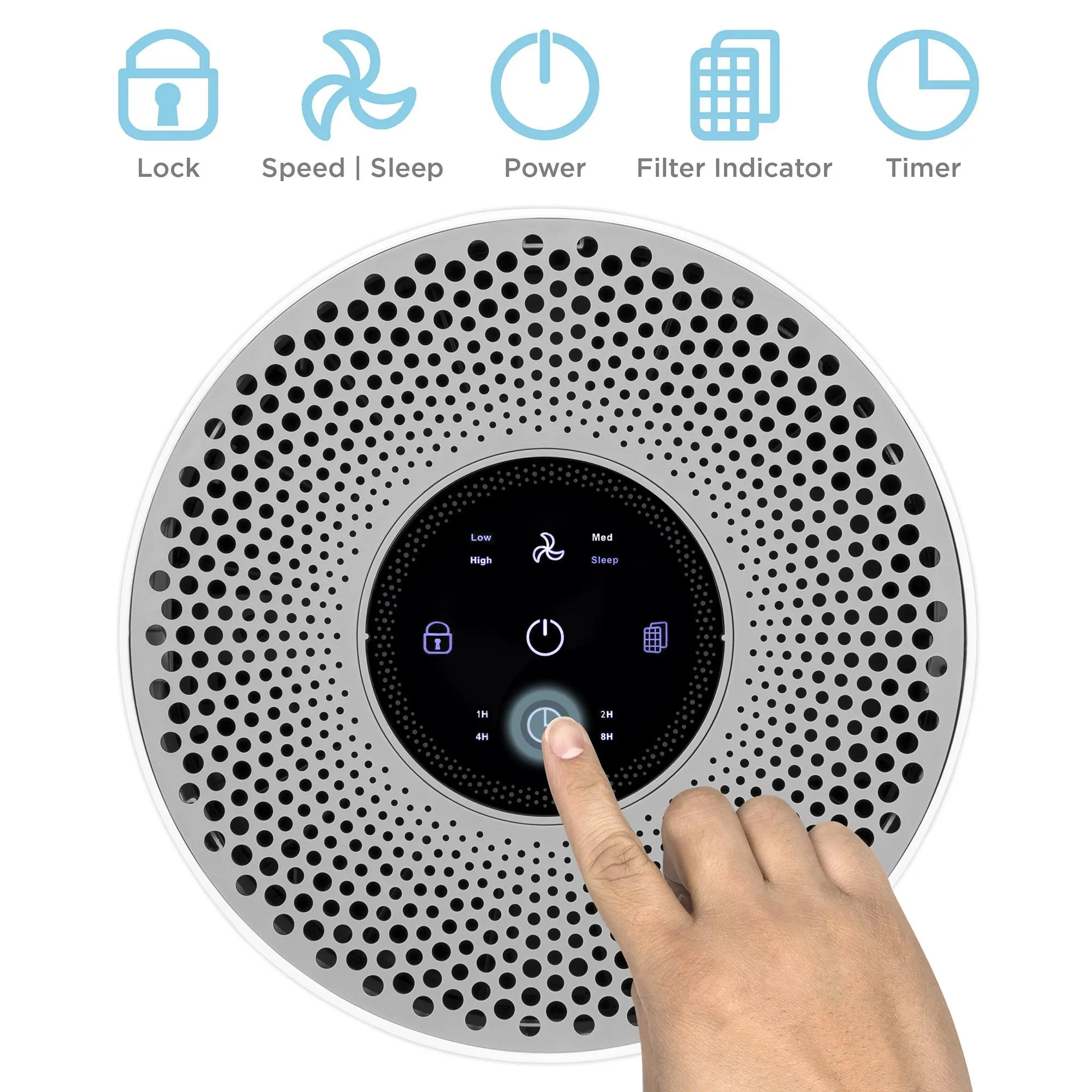 Air Purifier w/ True HEPA Filter, 3-Speed Fan, Timer, Sleep Mode, Child Lock