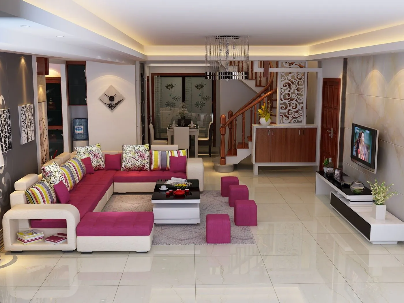 Allister U Shape 12 Seater Fabric Sofa Set With 4 Square Puffy | Premium Quality 12 Seater Sofa