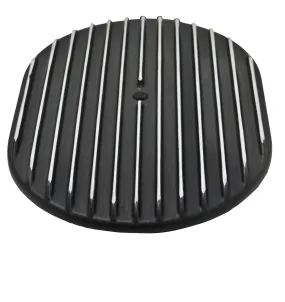 ALUMINUM 12" OVAL AIR CLEANER TOP FINNED - BLACK