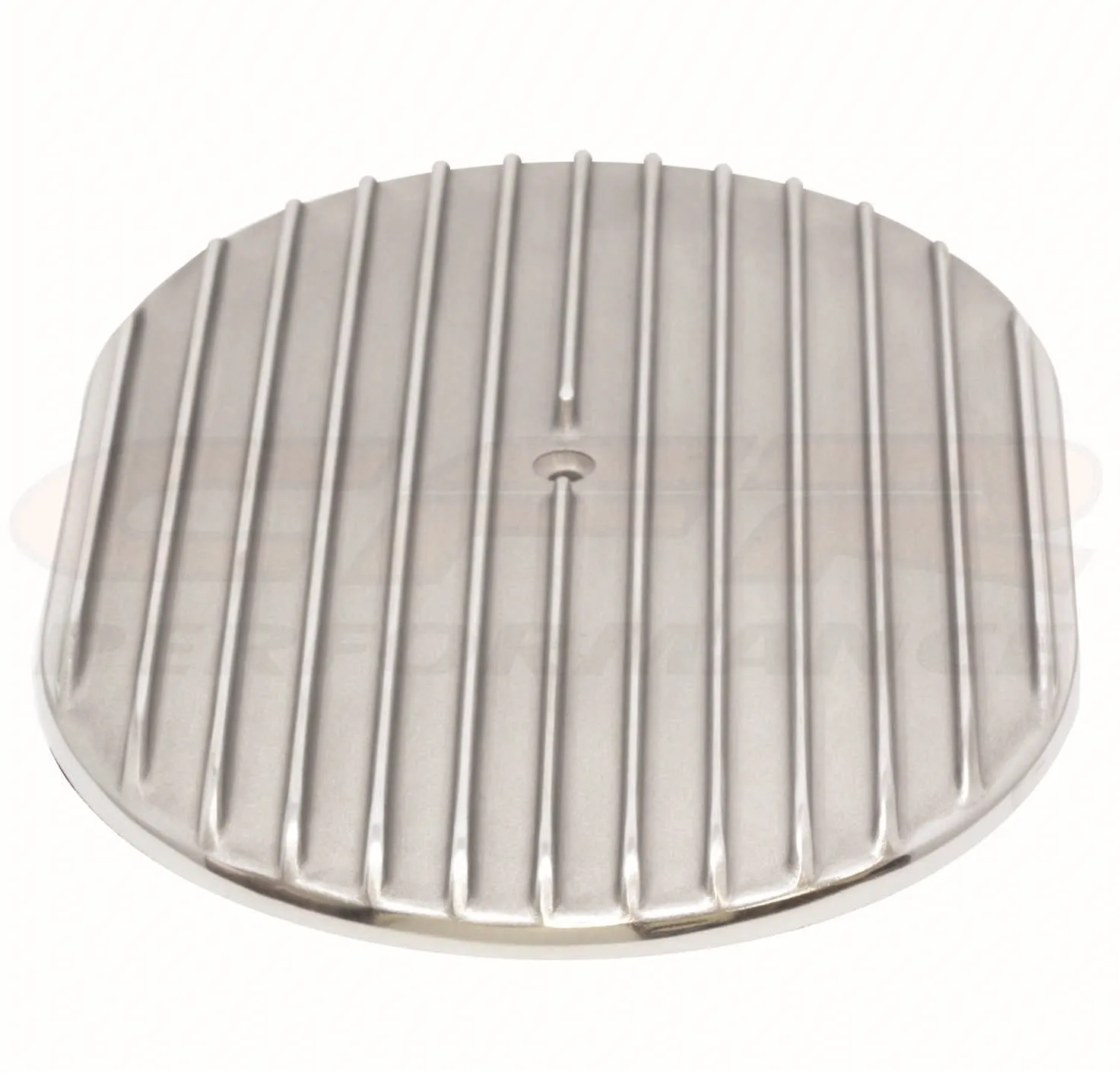 ALUMINUM 12" OVAL AIR CLEANER TOP FINNED - POLISHED