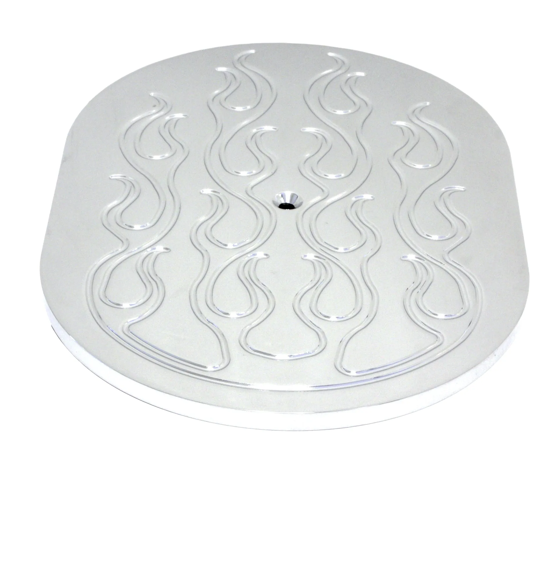 ALUMINUM 12" OVAL AIR CLEANER TOP FLAMED - CHROME
