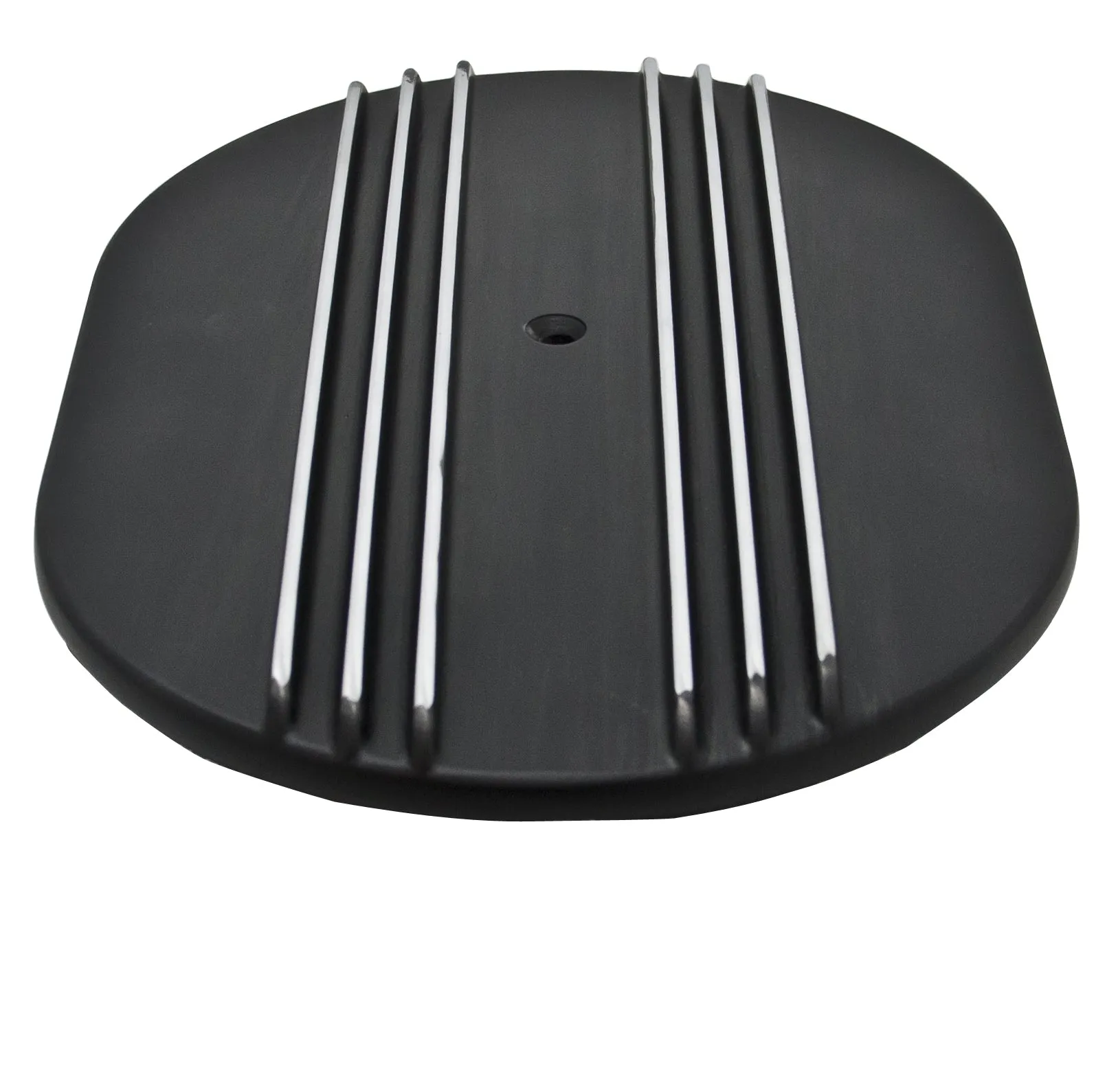 ALUMINUM 12" OVAL AIR CLEANER TOP PARTIAL FINNED  - BLACK