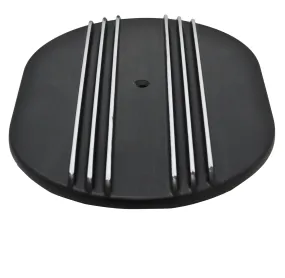 ALUMINUM 12" OVAL AIR CLEANER TOP PARTIAL FINNED  - BLACK
