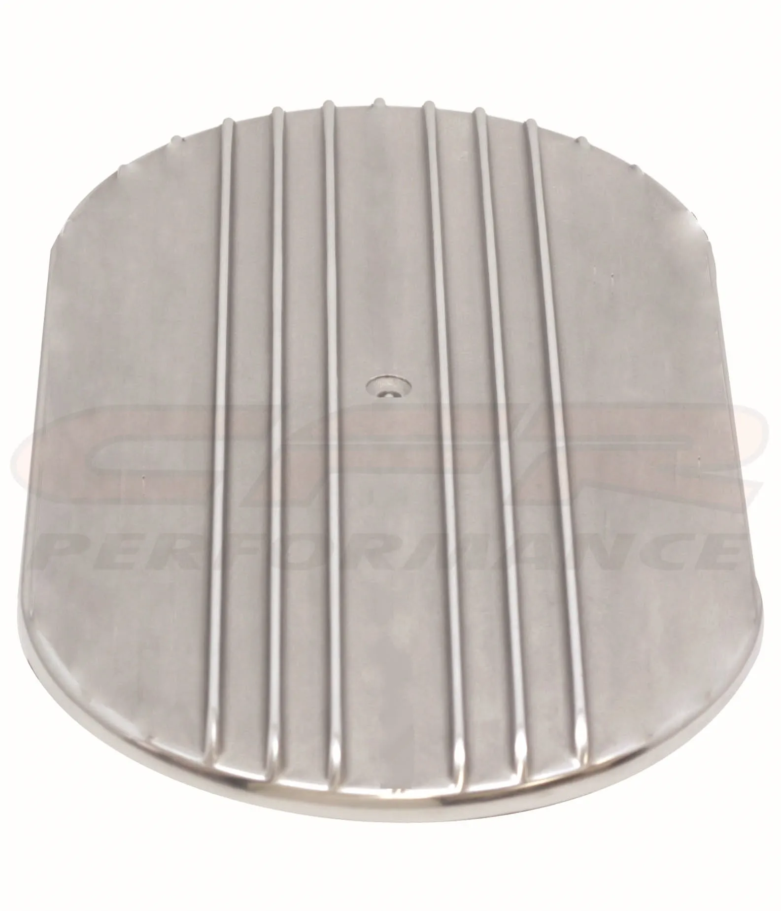 ALUMINUM 12" OVAL AIR CLEANER TOP PARTIAL FINNED  - POLISHED