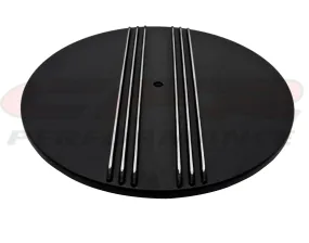 ALUMINUM 14" ROUND AIR CLEANER TOP POLISHED PARTIAL FINNED - BLACK