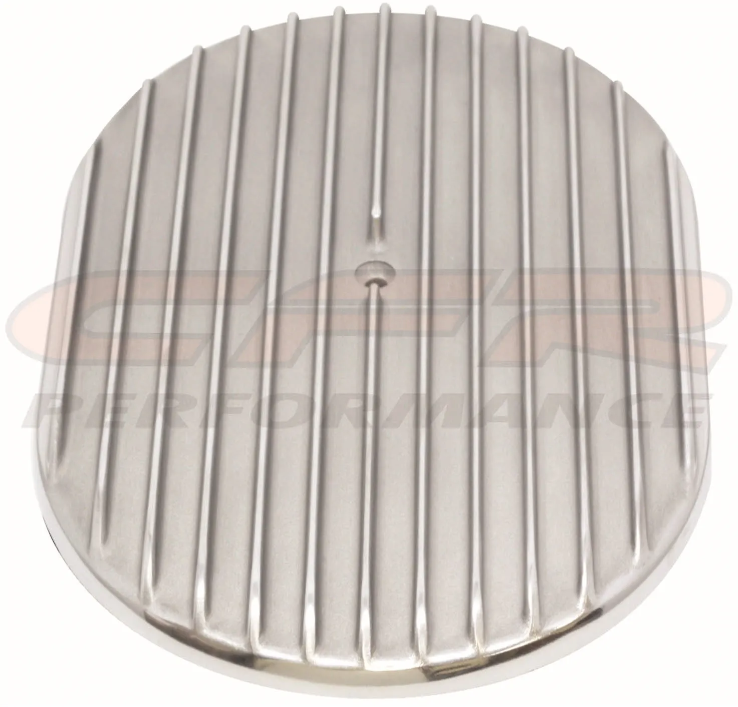 ALUMINUM 15" OVAL AIR CLEANER TOP FINNED - POLISHED
