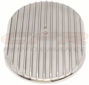 ALUMINUM 15" OVAL AIR CLEANER TOP FINNED - POLISHED
