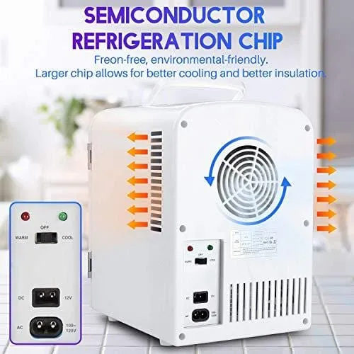 AstroAI Mini Fridge 4 Liter/6 Can AC/DC Portable Thermoelectric Cooler and Warmer for Skincare, Foods, Medications, Home and Travel, White