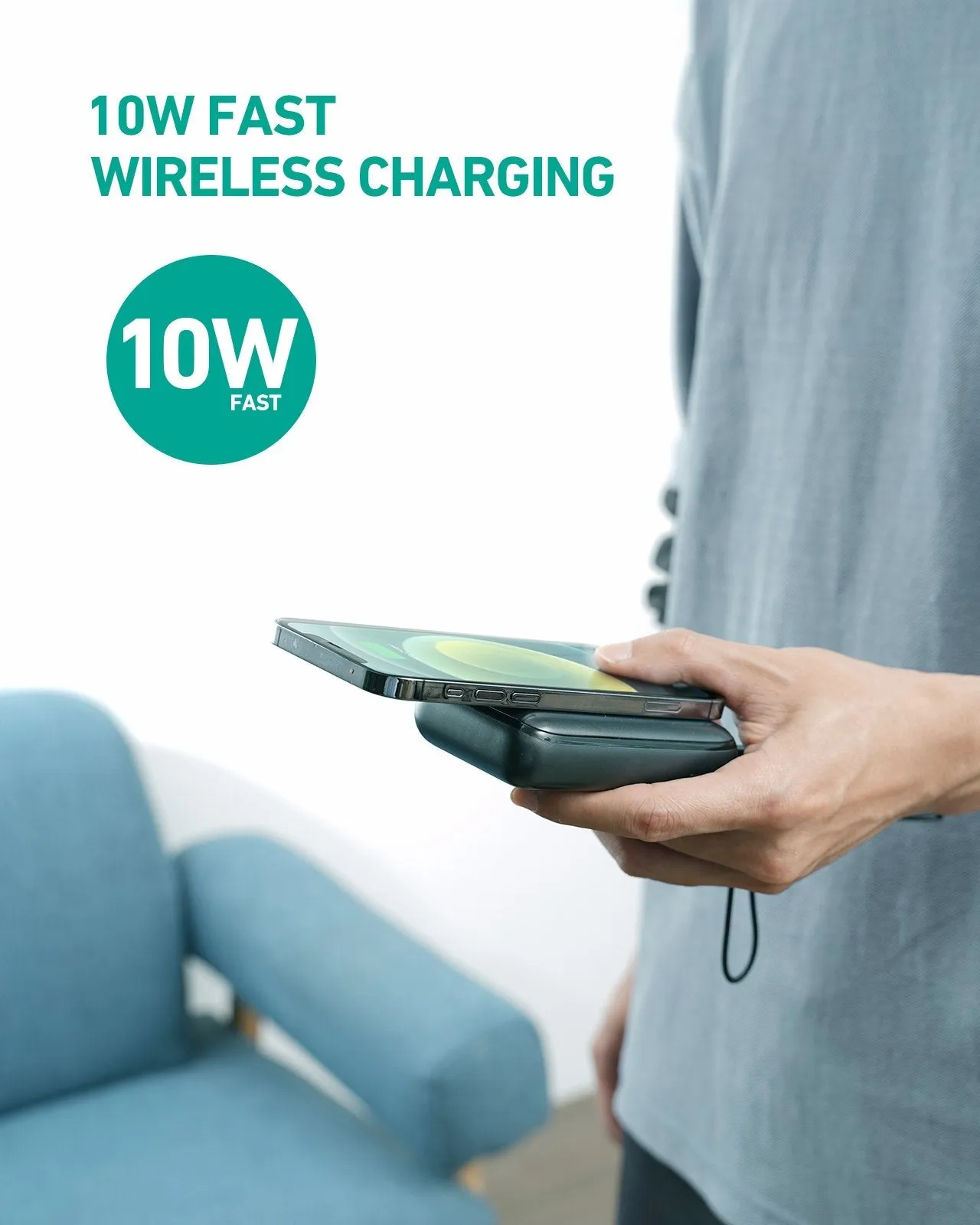 AUKEY Wireless 10000mAh USB-C PD QC3.0 Portable Phone Charger Power Bank Battery