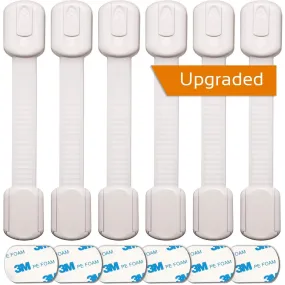Baby Proofing Safety Cabinet Locks - Child Proof Latches for Drawer Cupboard Dresser Doors Closet Oven Refrigerator - Adjustable Childproof Straps by Oxlay - White - 6 Pack