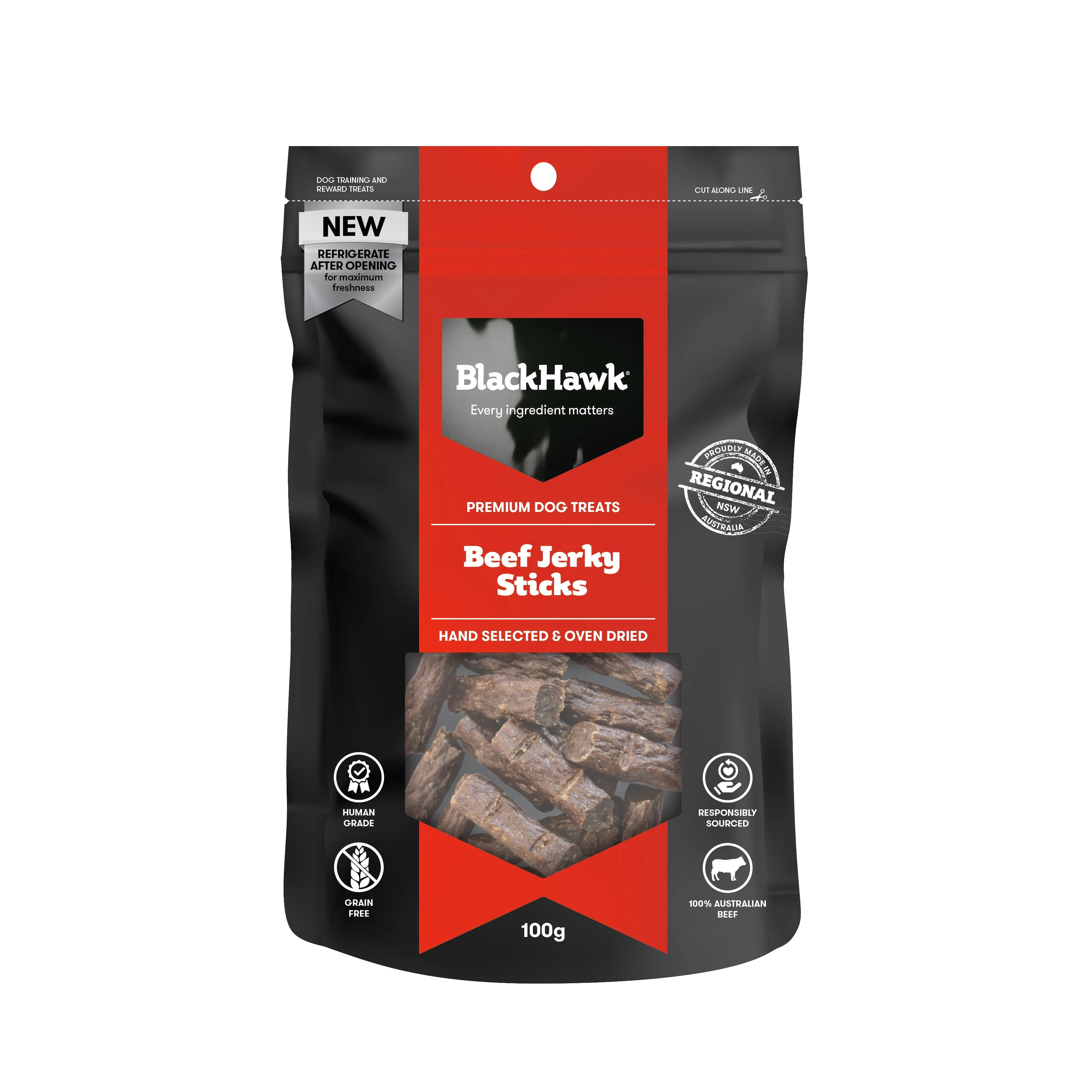 Black Hawk Beef Jerky Dog Treats 100g