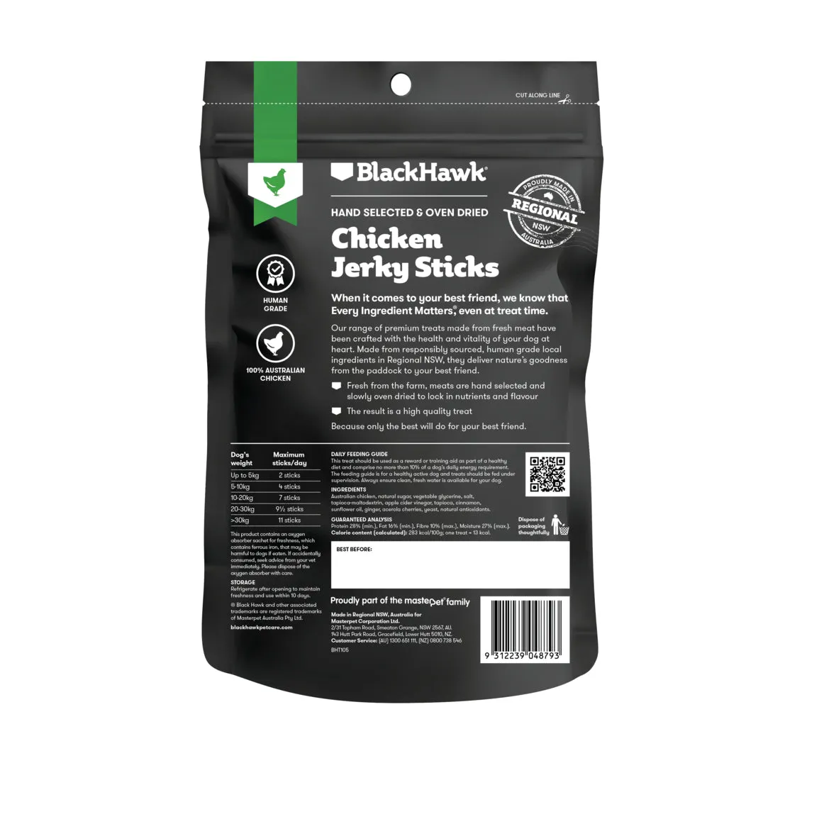 Black Hawk Chicken Jerky Dog Treats 100g