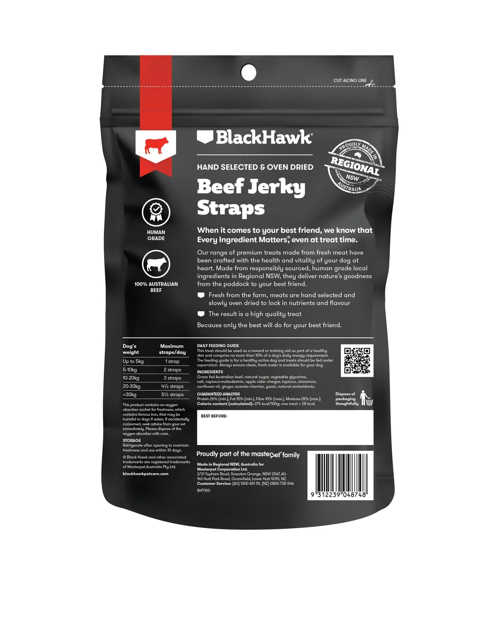 Black Hawk Dog Beef Straps 100G
